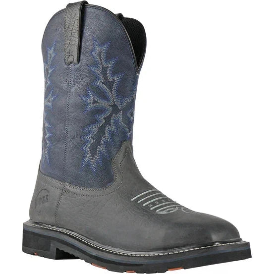 Men's work & safety boots with a moisture - wicking lining for dry feetHoss Men's Hunch Composite Toe Western Work Boot - Grey/Navy 92030