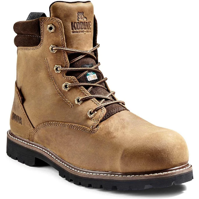 Men's work & safety boots with a quick - lace system for easy on and offKodiak Men's Mckinney 6" Comp Toe WP Safety Work Boot -Brown- K4TFBN