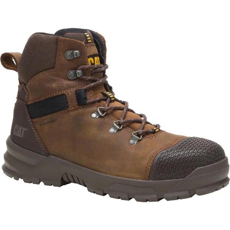 Men's work & safety boots with a reflective strip for low - light visibilityCAT Men's Accomplice X Steel Toe WP Work Boot - Brown - P91331