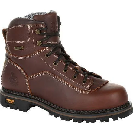 Men's slip - resistant work & safety boots for oily surfacesGeorgia Men's Amp LT Low-Heel Logger 6" WP Work Boot - Brown - GB00270