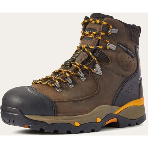 Men's waterproof steel - toe work & safety boots for wet environmentsAriat Men's Endeavor 6" Carbon Toe WP Work Boot -Brown- 10031591