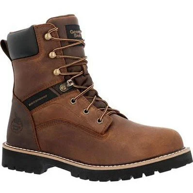 Men's work & safety boots with a toe cap made of aluminum alloyGeorgia Men's Core 37 8" Steel Toe WP Lace-Up Work Boot- Brown- GB00674