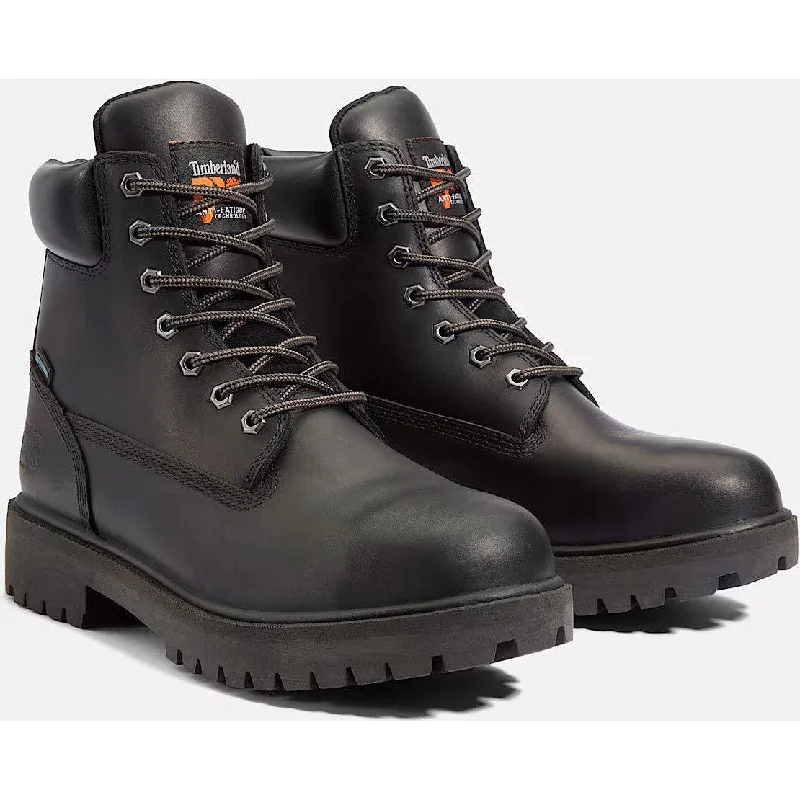 Men's work & safety boots with a moisture - wicking lining for dry feetTimberland Pro Men's Direct Attach 6" Steel Toe Waterproof Work Boot- Black- TB126038001