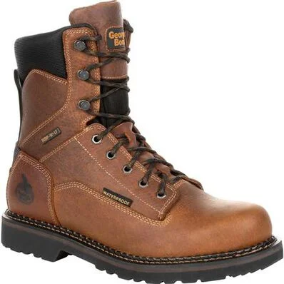 Men's work & safety boots with a gusseted tongue to keep out debrisGeorgia Men's Giant Revamp 8" Waterproof Work Boot -Brown- GB00318