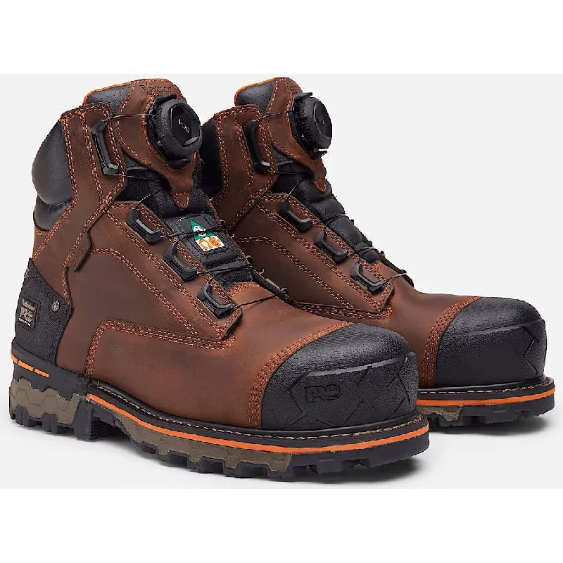 Men's work & safety boots with a durable rubber outsole for traction on rough terrainTimberland Pro Men's BOA Boondock 6" Comp Toe WP Work Boot-Brown - TB0A66KYEM4