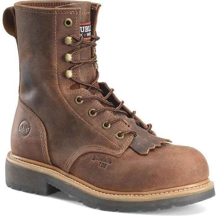 Men's breathable mesh - lined work & safety boots for hot weatherDouble H Men's Judge Dice 8" Alloy Toe Lacer Work Boot -Brown- DH4155