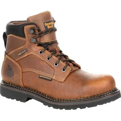 Men's work & safety boots with a padded collar for ankle comfortGeorgia Men's Giant Revamp 6" ST Waterproof Work Boot -Brown- GB00317