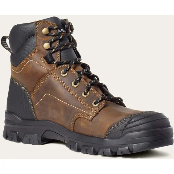 Men's work & safety boots with a cushioned midsole for comfortAriat Men's Treadfast 6" Soft Toe Slip Resistant Work Boot - Brown - 10034672