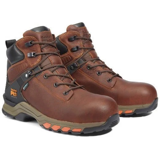 Men's work & safety boots with a moisture - wicking lining for dry feetTimberland Pro Men's Hypercharge 6" Comp Toe WP Work Boot- Brown- TB1A1Q54214