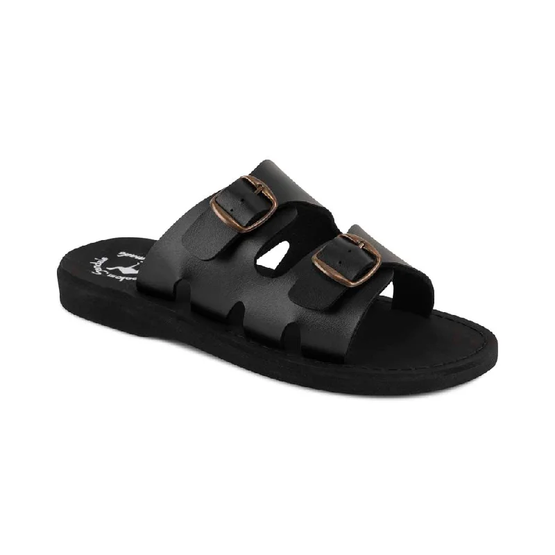 Men's sandals with a stretchy strap for a better fitBarnabas Vegan - Leather Alternative Sandal | Black