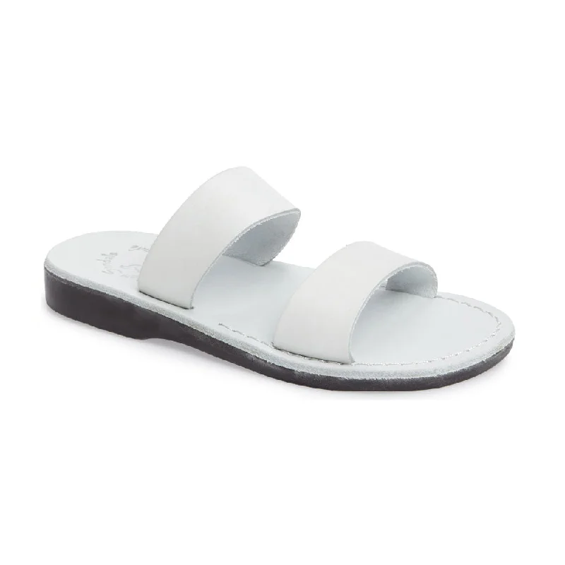 Men's sandals with a pointed toe for a stylish lookAviv - Leather Double Strap Sandal | White