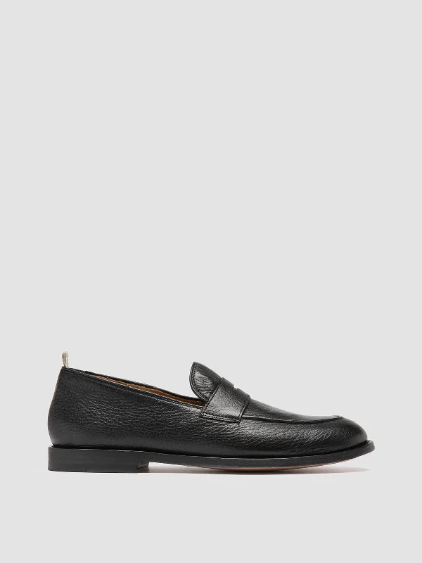 Men's loafers with a leather lining for comfortOPERA 001 - Black Leather Penny Loafers