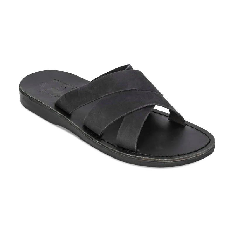 Men's sandals with a padded heelAxel - Leather Coastal Sandal | Black Nubuck