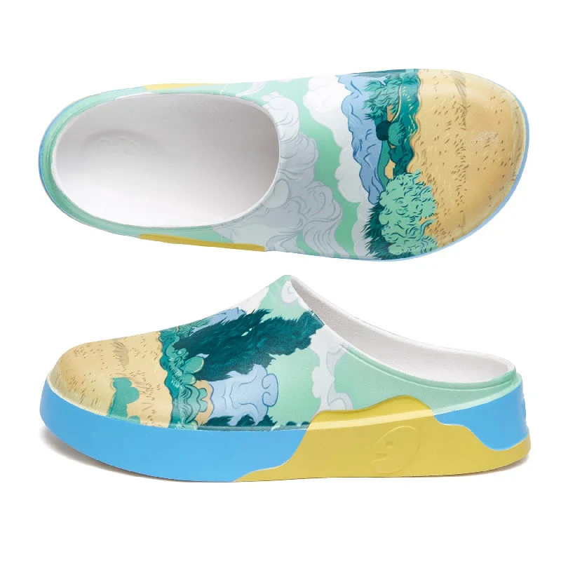 Men's leather sandals with an adjustable strapVan Gogh Wheatfield with Cypresses Tenerife Men