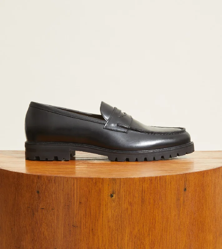 Men's leather loafers with a penny slotCarmine Lug Sole