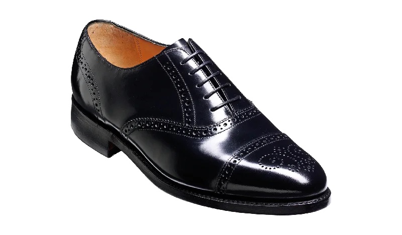 Men's Oxfords with a perforated leather strap for ventilationAlfred - Black Hi-Shine