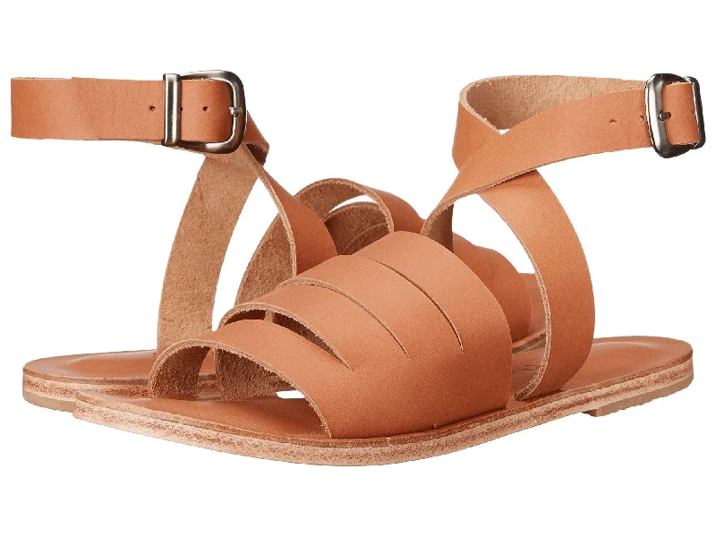 Men's sandals with a perforated leather upper for ventilationSanta Monica Blvd - Cross Anklet Buckle Sandals | Tan