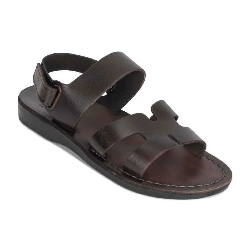 Men's sandals with a rubber sole for tractionAnne - Leather Slingback Flat Sandal | Brown