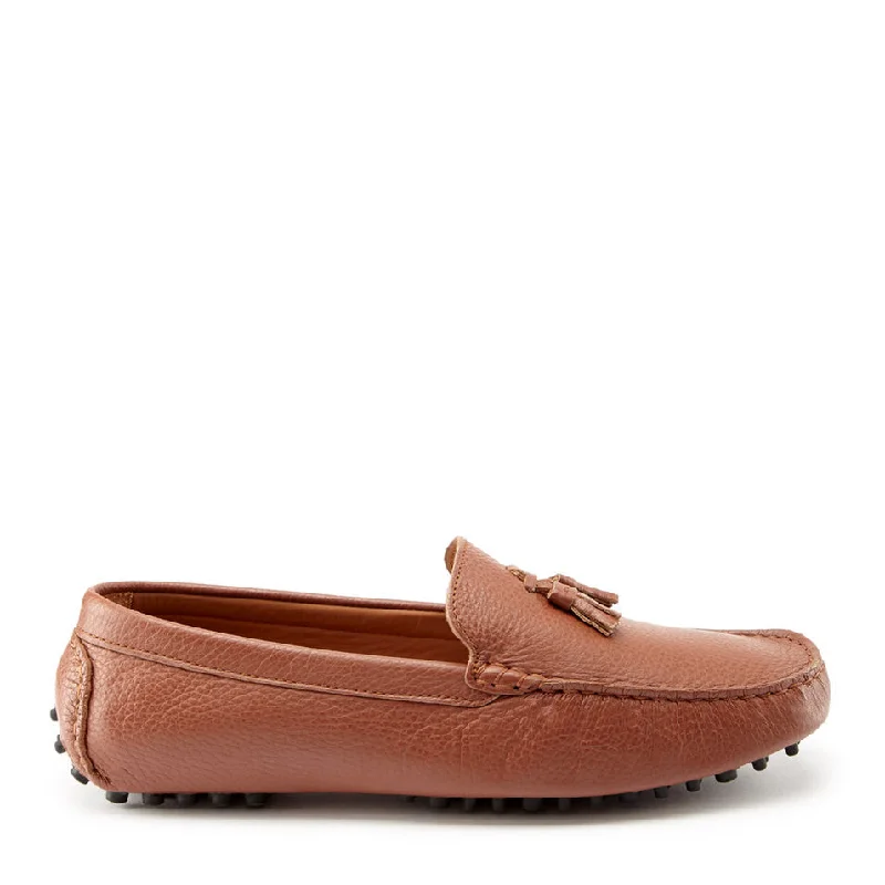 Men's leather loafers with a penny slotTasselled Driving Loafers, tan grain leather