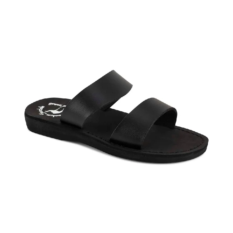 Men's leather sandals with an adjustable strapAviv Vegan - Leather Alternative Sandal | Black