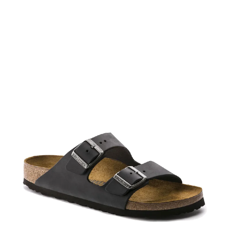 Men's sandals with a durable outer soleMen's sandals with a durable outer soleBirkenstock Arizona Oiled Leather Soft Footbed Sandal in Black