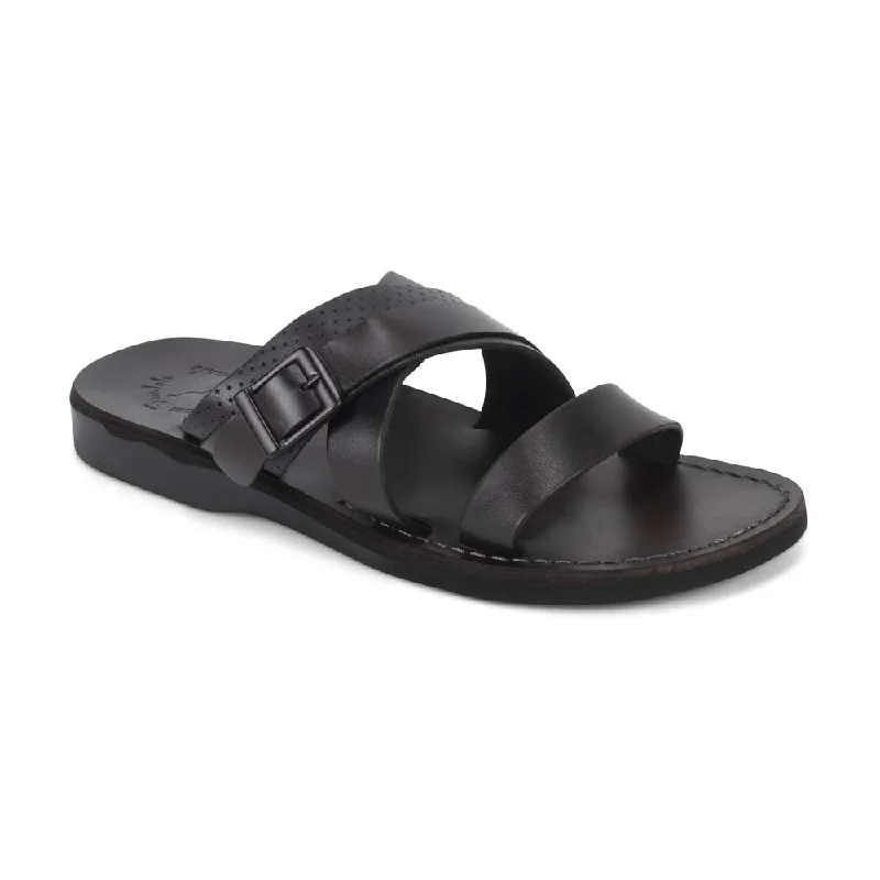 Men's sandals with a leather lining for comfortJason - Leather Wide Strap Sandal | Brown