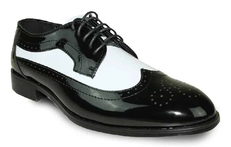 Men's Oxford shoes with a double - buckle strapBravo Jean Yves JY03 Black and White Wingtip