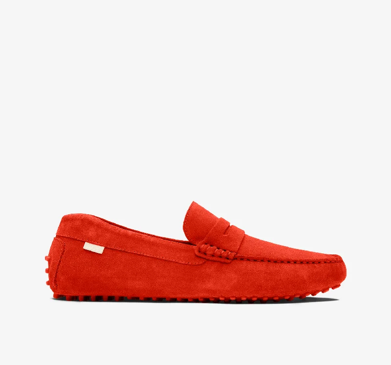 Men's loafers with a leather lacing systemDriver | Red