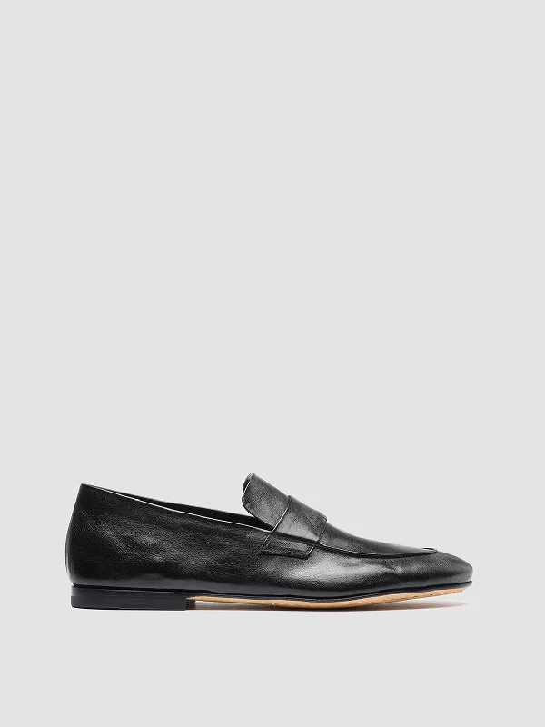 Slip - on men's loafers for easy wearAIRTO 001 - Black Leather Penny Loafers