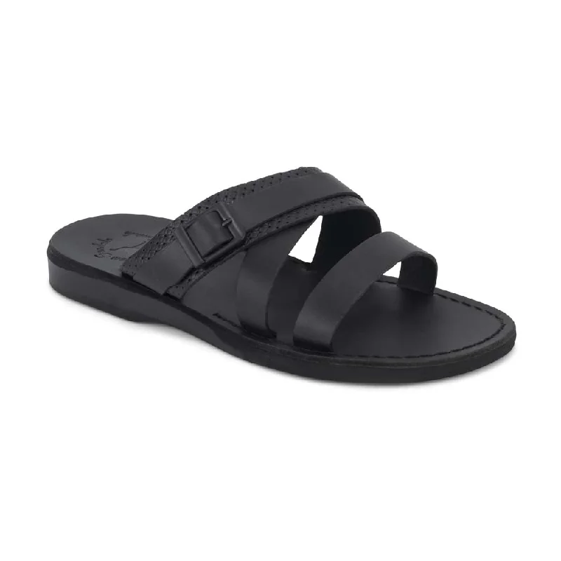 Men's sandals with a leather lining for comfortJason - Leather Wide Strap Sandal | Black