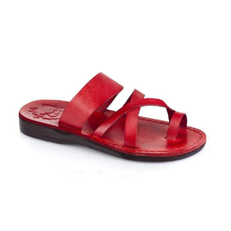 Men's sandals with a wide strap for supportThe Good Shepherd - Leather Toe Loop Slide | Red