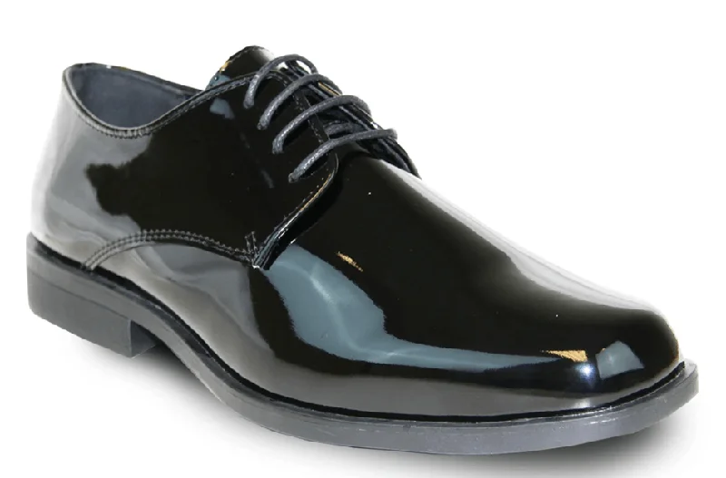 Men's Oxford shoes with a wingtip design and leather soleBravo Tux 1 Formal, Black Patent