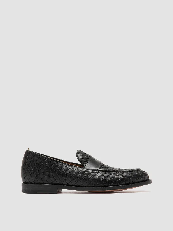 Men's loafers with a tassel front for a classic lookOPERA 003 - Black Leather Penny Loafers