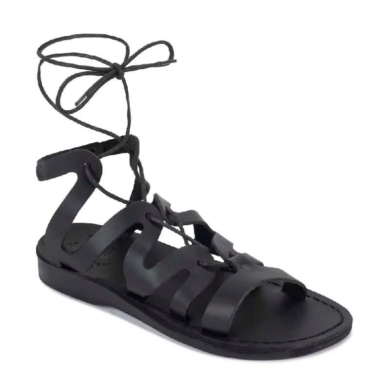 Waterproof men's sandals for water activitiesEmma - Leather Lace Up Sandal | Black