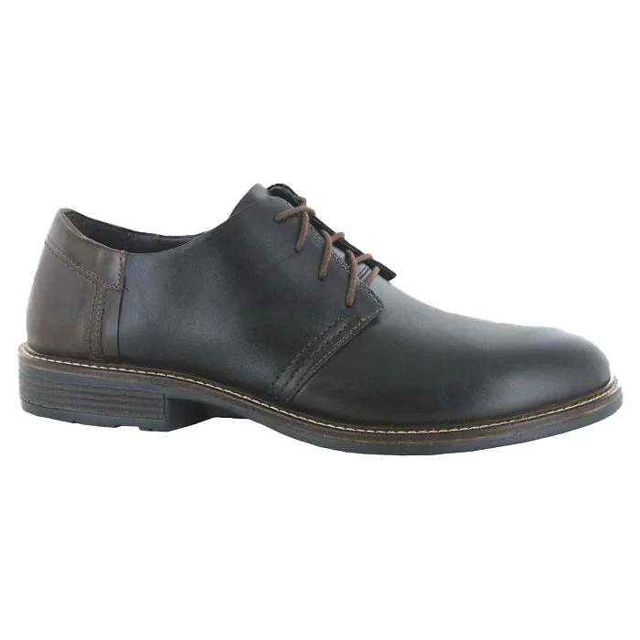 Men's Oxfords in a dark burgundy leather for a unique styleMens Naot Chief Black Raven/Walnut