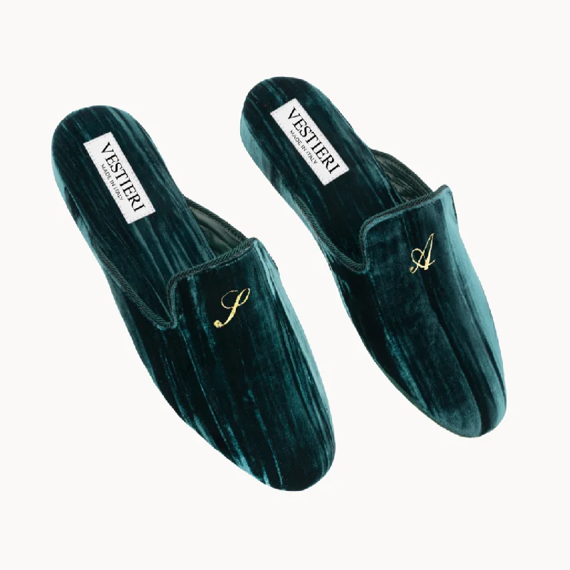 Men's slippers with a Velcro closure for easy on and offBarberini Green Slippers