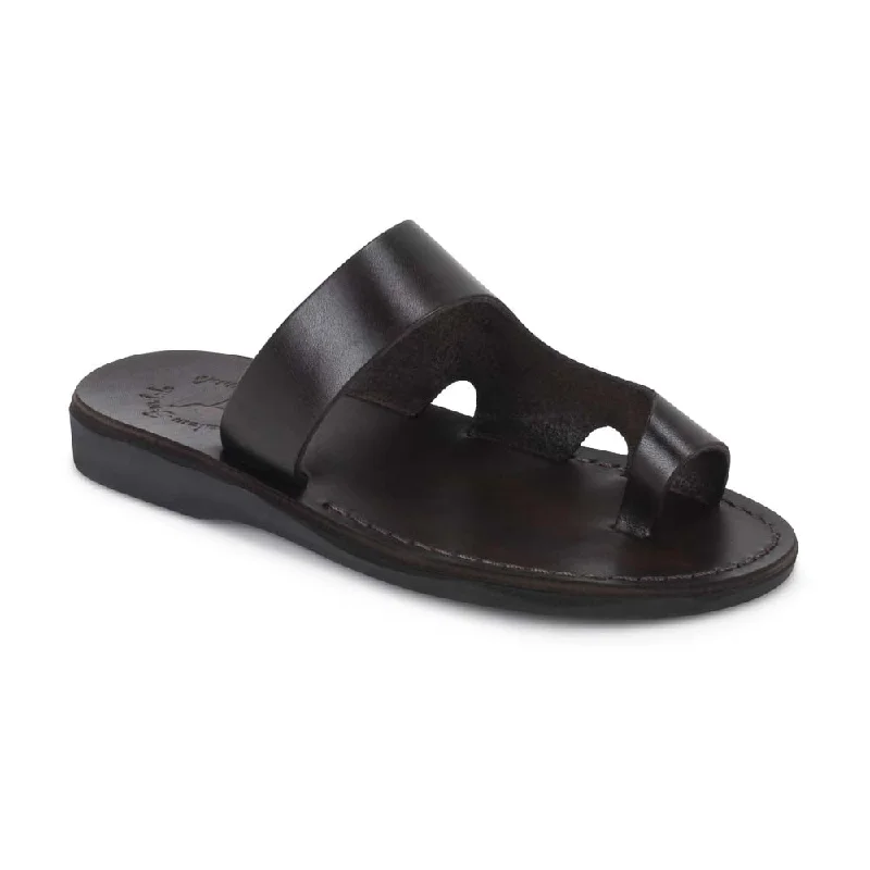 Men's sandals with a wide strap for supportHarper - Leather Toe Ring Sandal | Brown