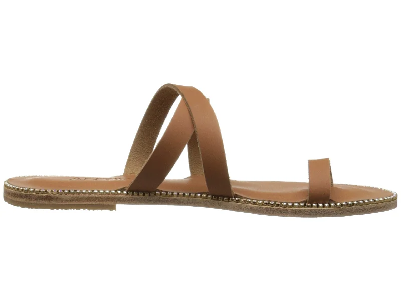 Men's sandals with a stretchy strap for a better fitSunset Blvd - Leather Toe Loop With Swarovski crystals | Tan