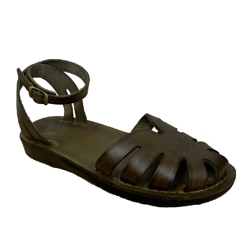 Men's sandals with a wide strap for supportOlivia - Leather Adjustable Strap Sandal | Olive