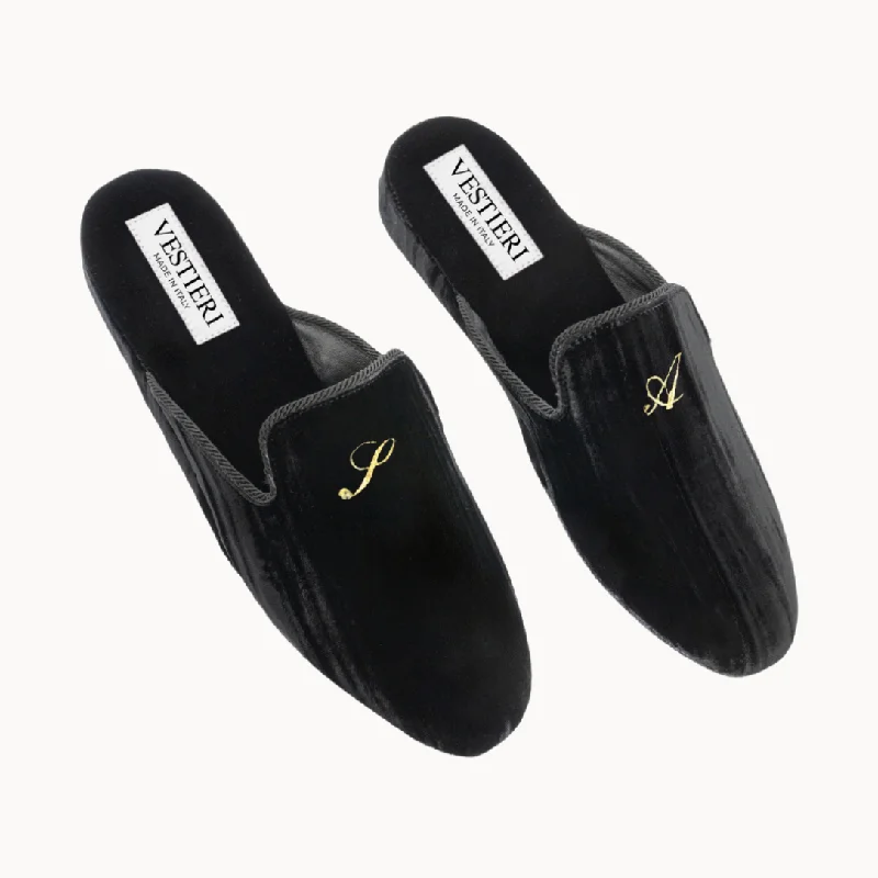 Men's slippers with a rubber sole for outdoor useBarberini Black Slippers