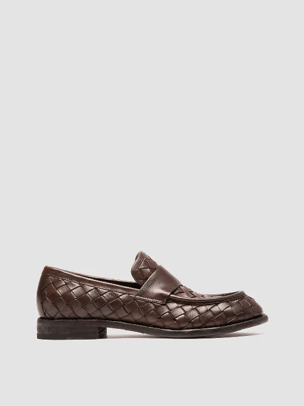 Men's leather loafers with a penny slotRUGGED 008 - Brown Leather Penny Loafers