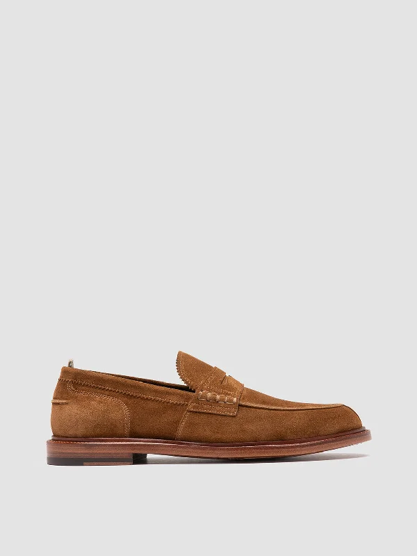 Men's loafers with a low - heeled designSAX 001 - Brown Suede Penny Loafers