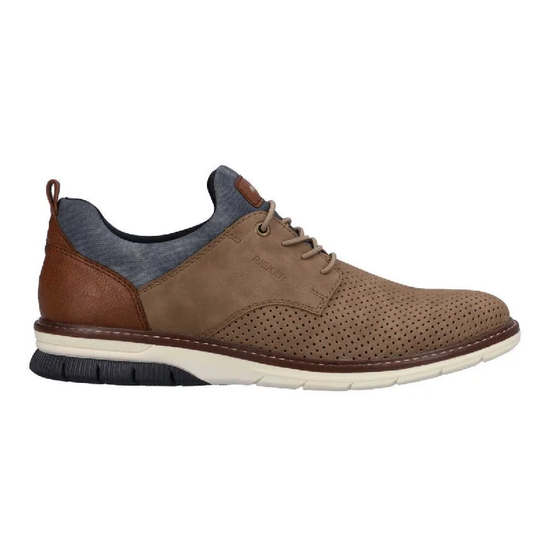 Men's Oxfords with a padded collar for a comfortable fitRieker Men's Dustin-50 Tan/Denim