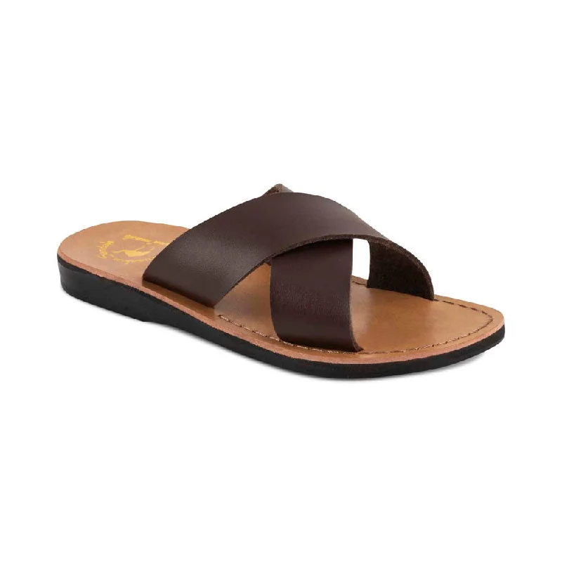 Men's sandals with a rubber sole for tractionElan Vegan - Leather Alternative Sandal | Brown