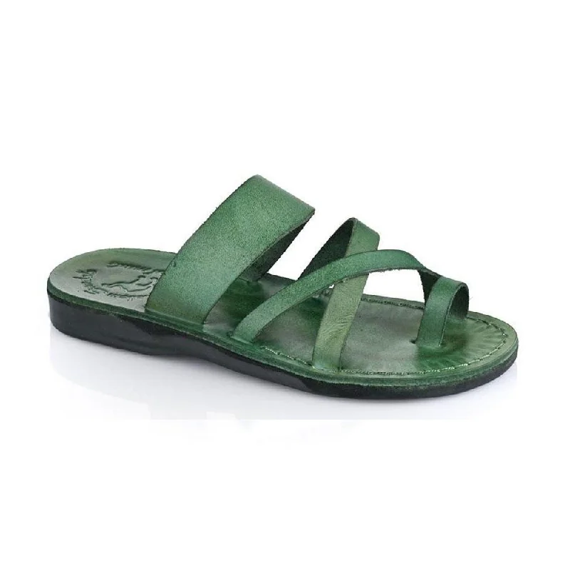 Men's sandals with a flexible sole for easy movementThe Good Shepherd - Leather Toe Loop Slide | Green