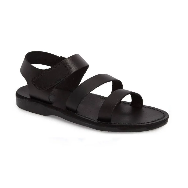 Men's sandals with a stretchy strap for a better fitJared - Leather Velcro Strap Sandal | Black