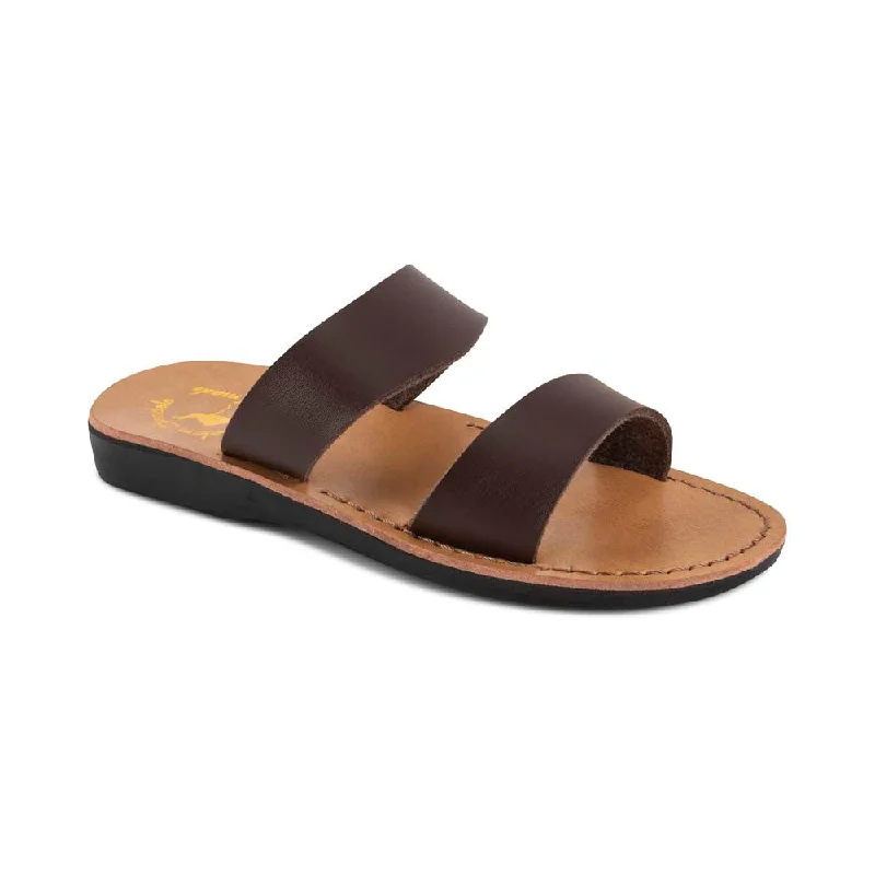 Men's sandals with a contrast stitching detailAviv Vegan - Leather Alternative Sandal | Brown