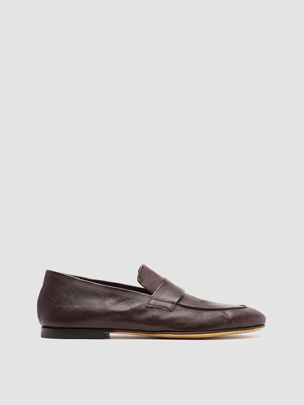 Men's loafers with a decorative buckleAIRTO 001 - Brown Leather Penny Loafers