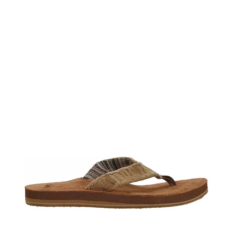 Men's sandals with a decorative buckle or charmMen's Shoes Sanuk FRAID NOT SOFT TOP Casual Flip Flop Sandals 1116736 NATURAL