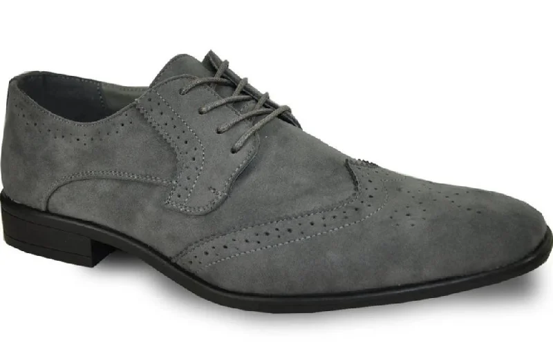 Men's Oxford shoes with a decorative inlay on the toeBravo King-3 Faux Suede Wingtip Oxford